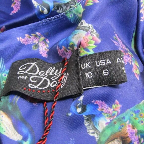 NEW DOLLY AND DOTTY Women's Grace Peacock Pleated Bust Dress Purple - Picture 6 of 11